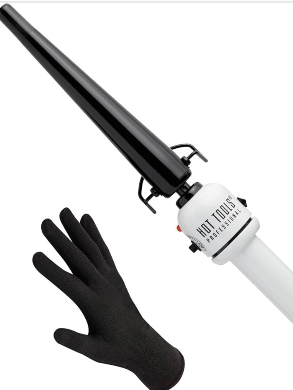 Hot Tools Professional Black/White Conical Curling Wand with Heat Glove